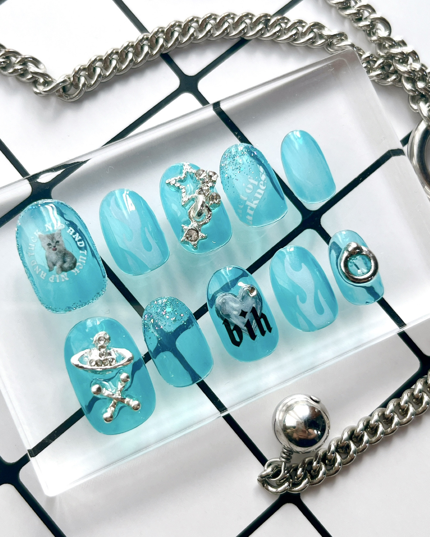 Famousdaynail クリアブルー ギャルネイル