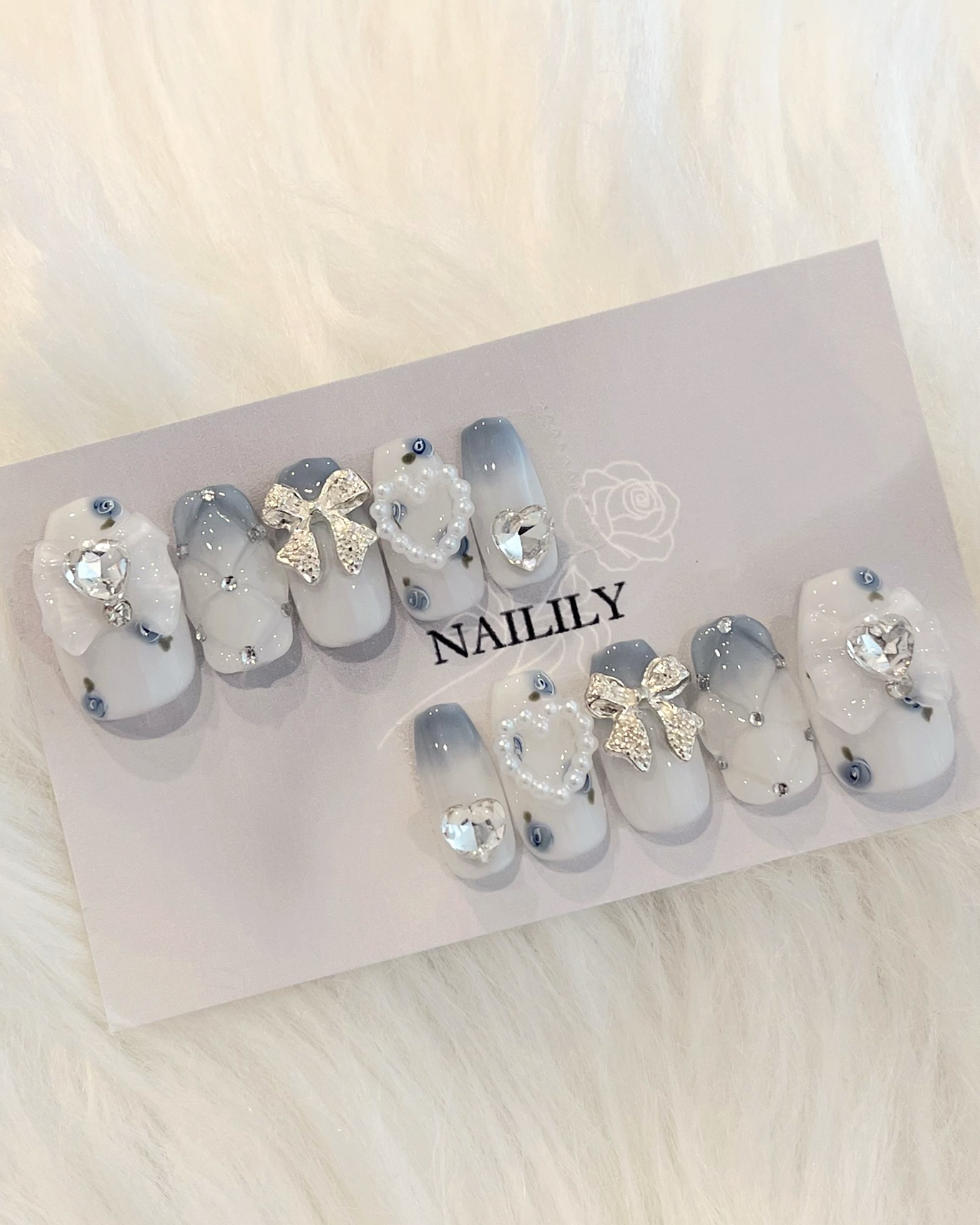 ローズキルティングリボンネイル