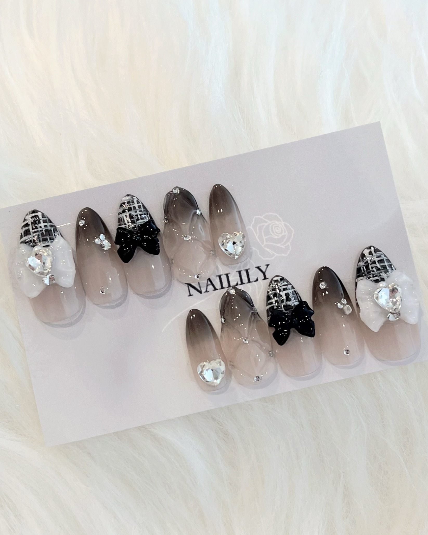 ブラックツイードリボンネイル