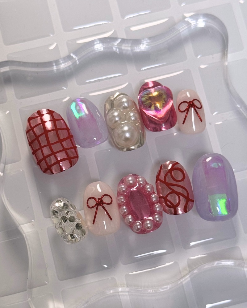 ピンク×ピンクミラーネイル