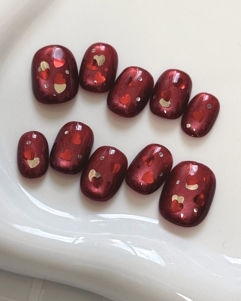 ハートドロップマグネットネイル/レッド