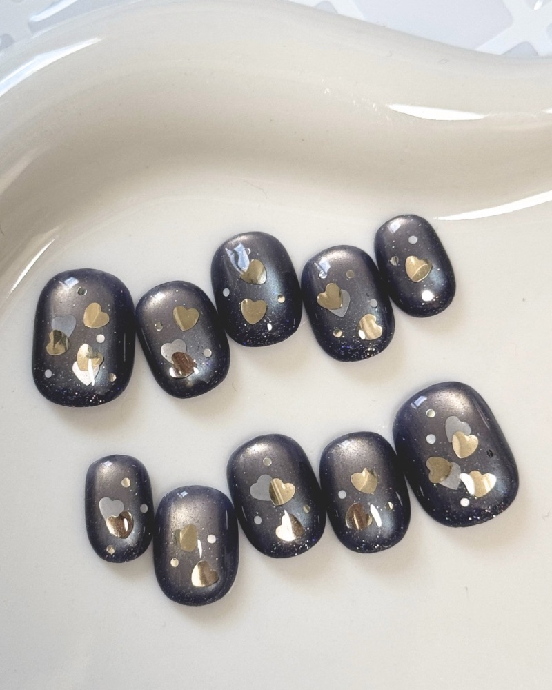 ハートドロップマグネットネイル/ネイビー