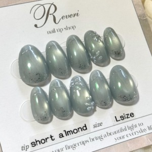 マグネットネイル 水色ネイル ネイルチップ シンプルネイル