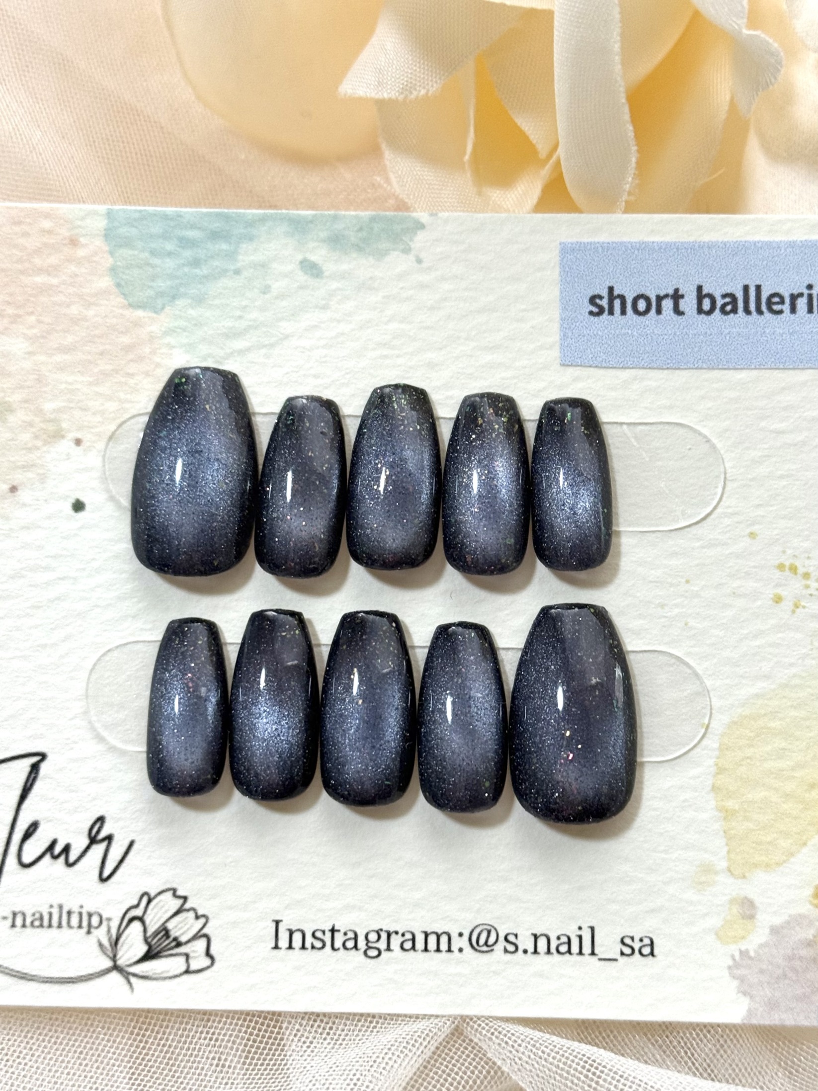 クラシックブルー＊マグネット&ラベンダーフラッシュ|夜空のように輝くネイルチップ(リクエスト品)