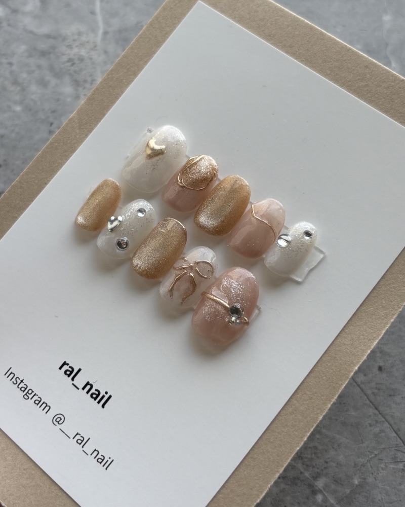 リングネイル　ガーリーネイル　大人可愛い