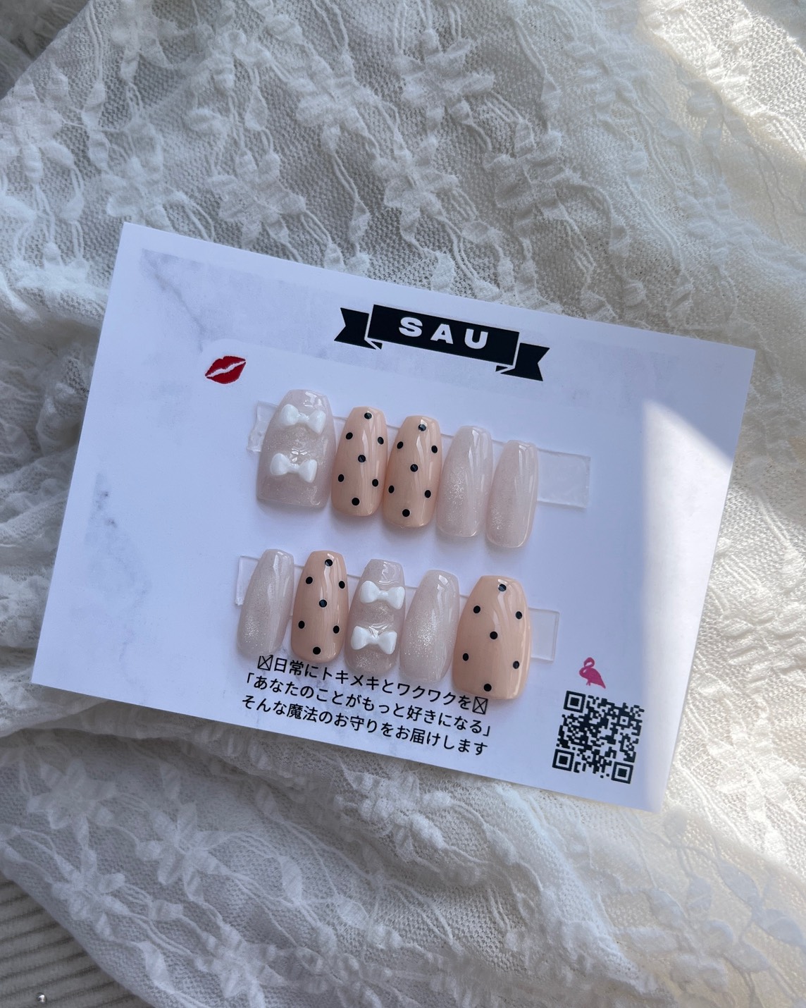 上品ガーリー ドットリボン マグネット